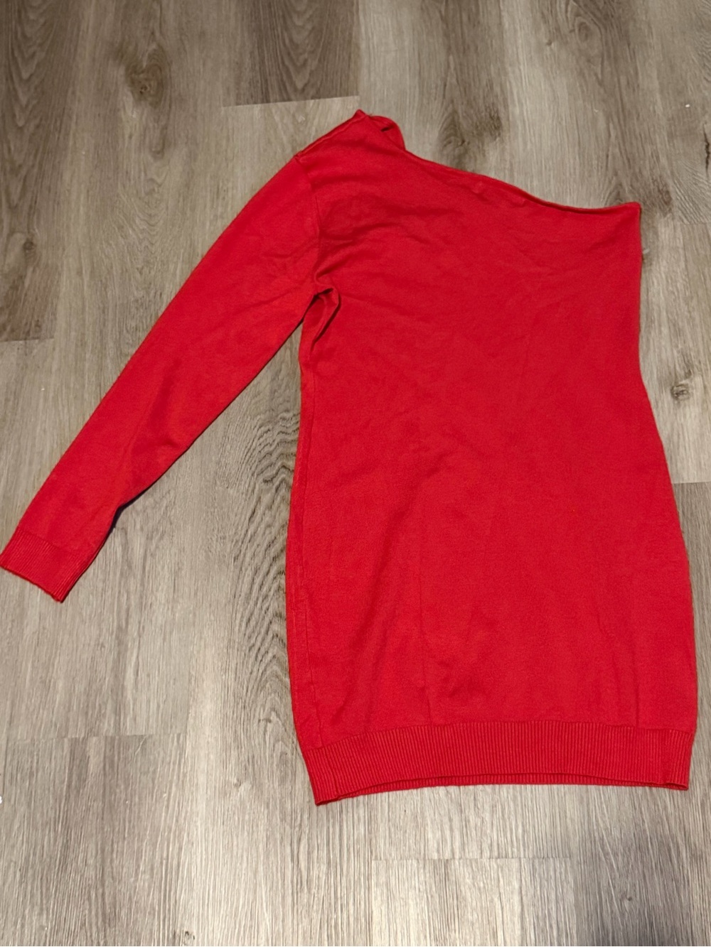 Red One-Shoulder Women’s Sweater Dress